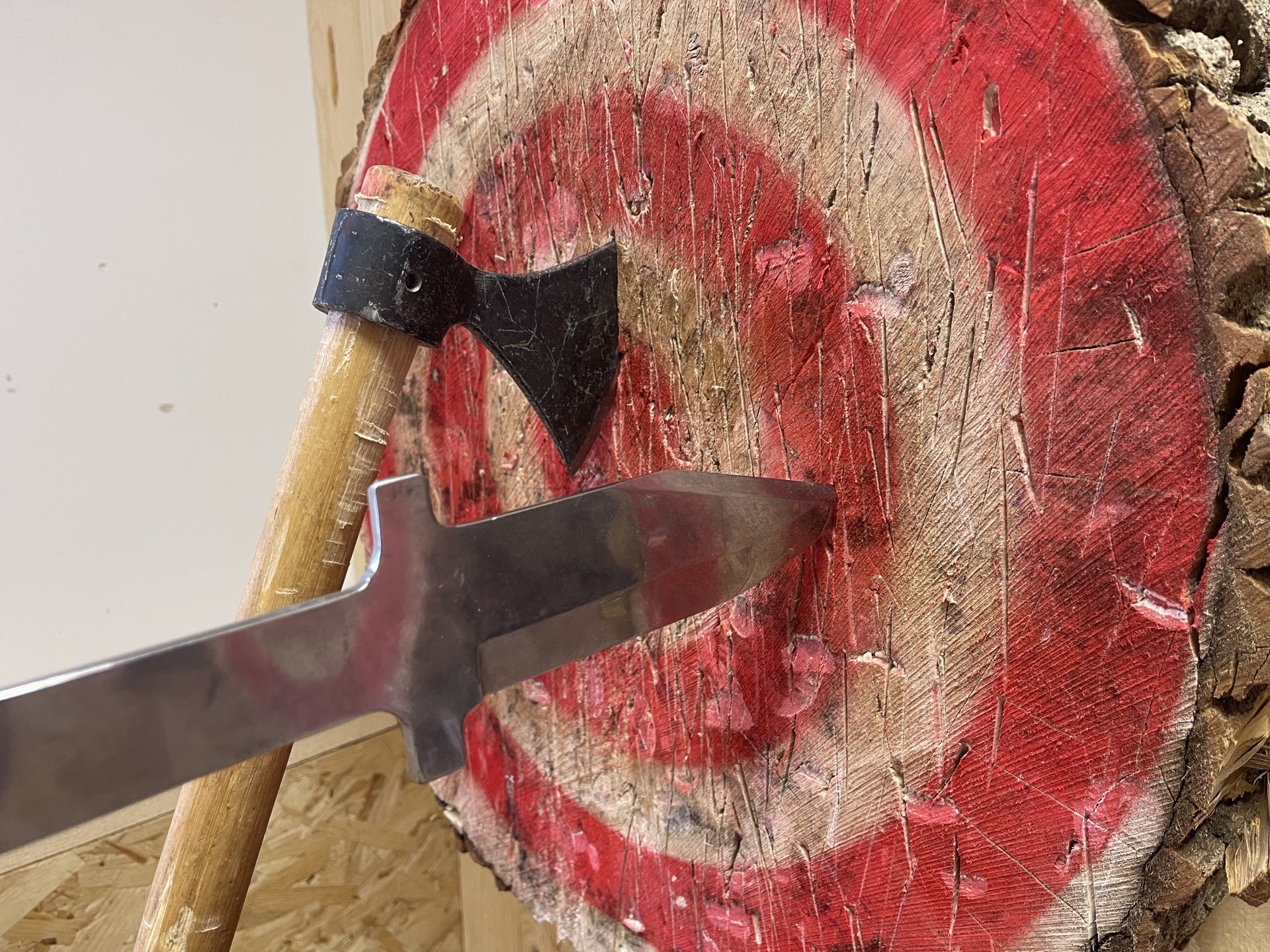 Axe and Knife in target