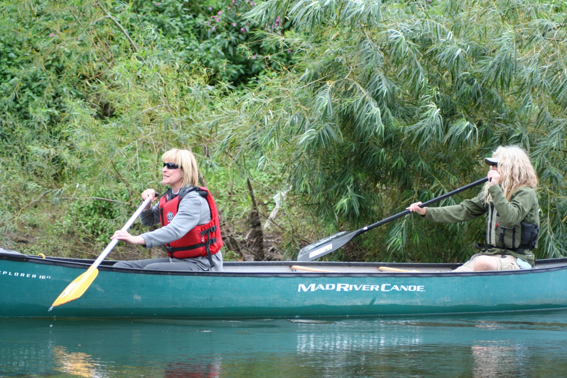 Two ladies canoeing the river wye