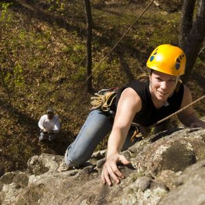 Climber being belayed