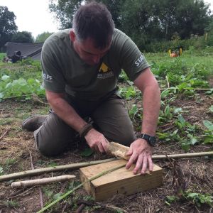 Chris making cordage