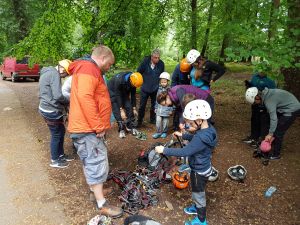 Climbers getting ready for a session
