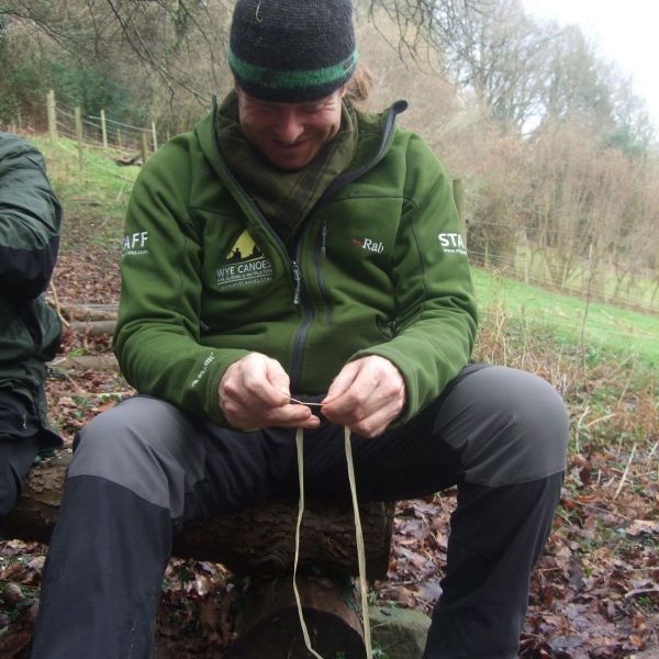 Learning how to make cordage on a bushcraft session.